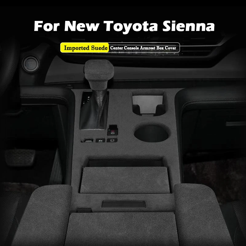 

Для Toyota Sienna 2020-2025 центральная панель управления, замшевый подлокотник, крышка панели, держатель для чашки, декоративные наклейки, автомобильные аксессуары