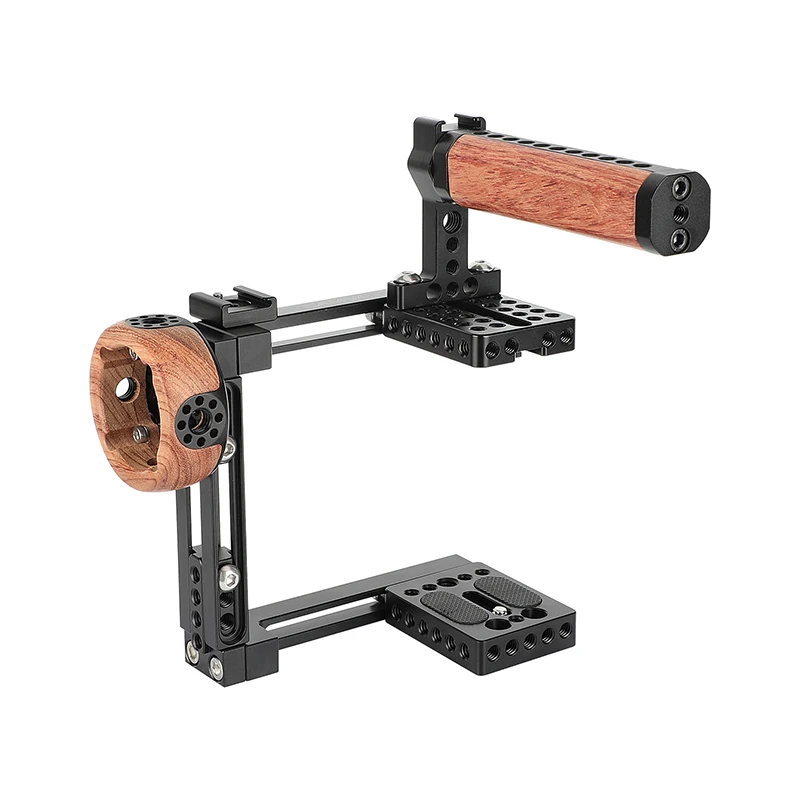 

HDRIG Camera Cage Kit Dual-Use Adjustable Cage Kit with Top/Side Wooden Handle for Sony A7 III/ A7 II