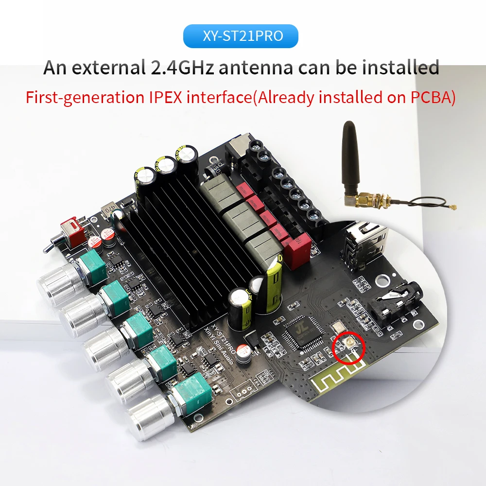 ST21 PRO TPA3221 Bluetooth 5,2 Плата усилителя мощности 2,1-канальный аудио стерео сабвуфер 100WX2 + 200 Вт TREBLE Тюнинг басов Звуковой усилитель