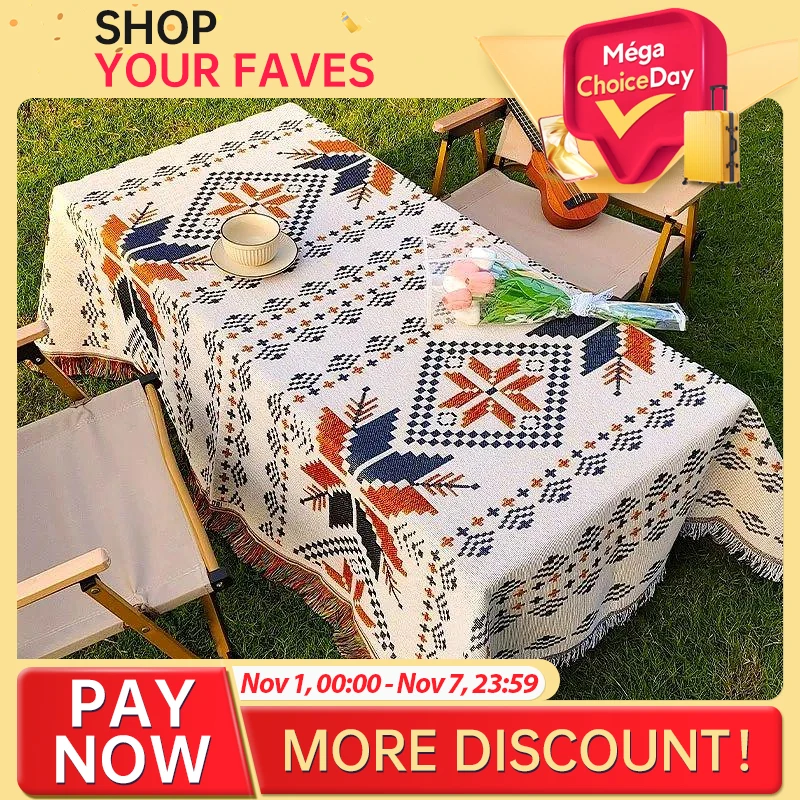 

Bohemian style carpet, outdoor camping carpet, travel picnic mat, leisure mattress sofa cover, tassel decorative carpet