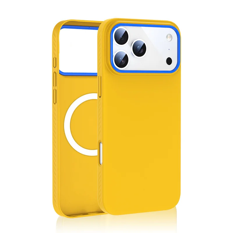 

For iPhone 17 Air Pro Max Magsafe Matte Finish Textured Anti-Slip Edge Comfortable Grip Contrast Color Lens Frame Cover Shell