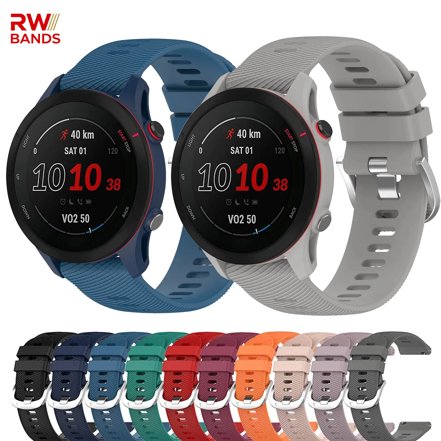 Correa de silicona de 20mm y 22mm para Garmin Forerunner 255, 255S, 265S, 265, Vivoactive 4, 4S, Venu 4, 3S, correa para reloj inteligente