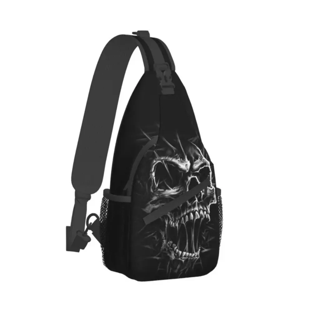 Casual Gothic Skeleton Death Skull Sling Crossbody Backpack Men Shoulder Chest Bag for Hiking