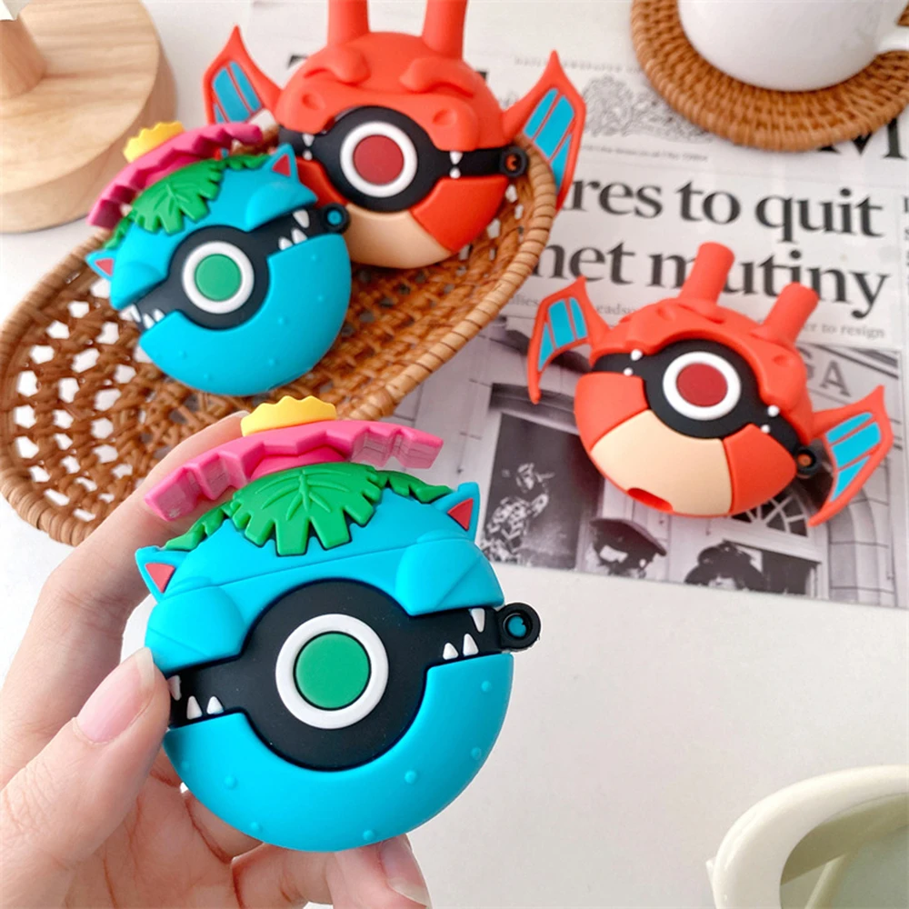 MINISO Cartoon Earphone 3D Silicone Case For Airpods 4 2 3 Protection Cover Cute Bulbasaur Snorlax Cases For Airpod Pro2 Funda