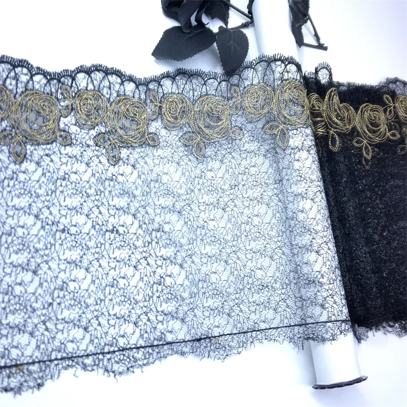 Picture 6: Abstract Seamless Pattern Tulle Embroidery Lace Trim DIY Lingerie Lace Fabrics Lurex Lace for Dress Sewing Crafts