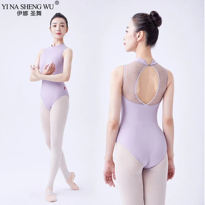 

Балетный трико для женщин, одежда для балета и танцев с открытой спиной, танцевальная одежда для девочек и взрослых, маленький тренировочный купальник с воротником-стойкой для взрослых