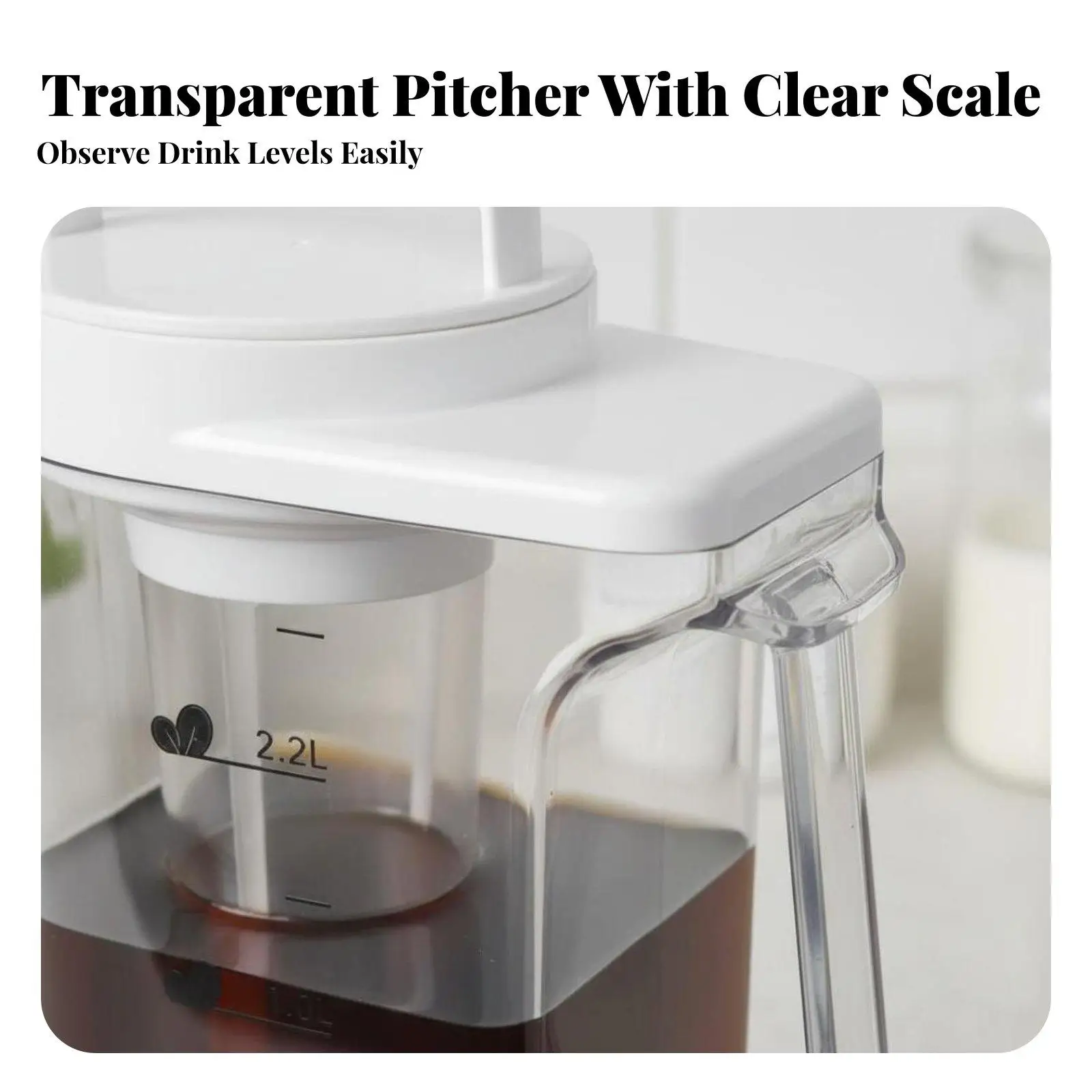 Large Capacity Water Carafe Heat Resistant Cold Brew Coffee Pitcher Measurement
