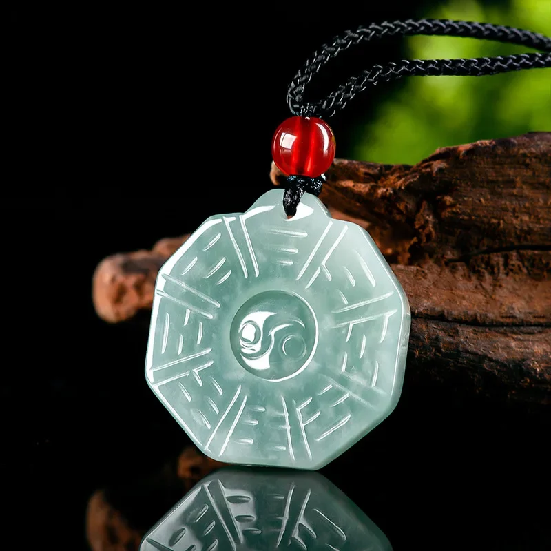 

Burmese Jade Tai Chi Pendant Jadeite Talismans Natural Charms Necklace Real Vintage Jewelry Amulets Gifts for Women Energy Men