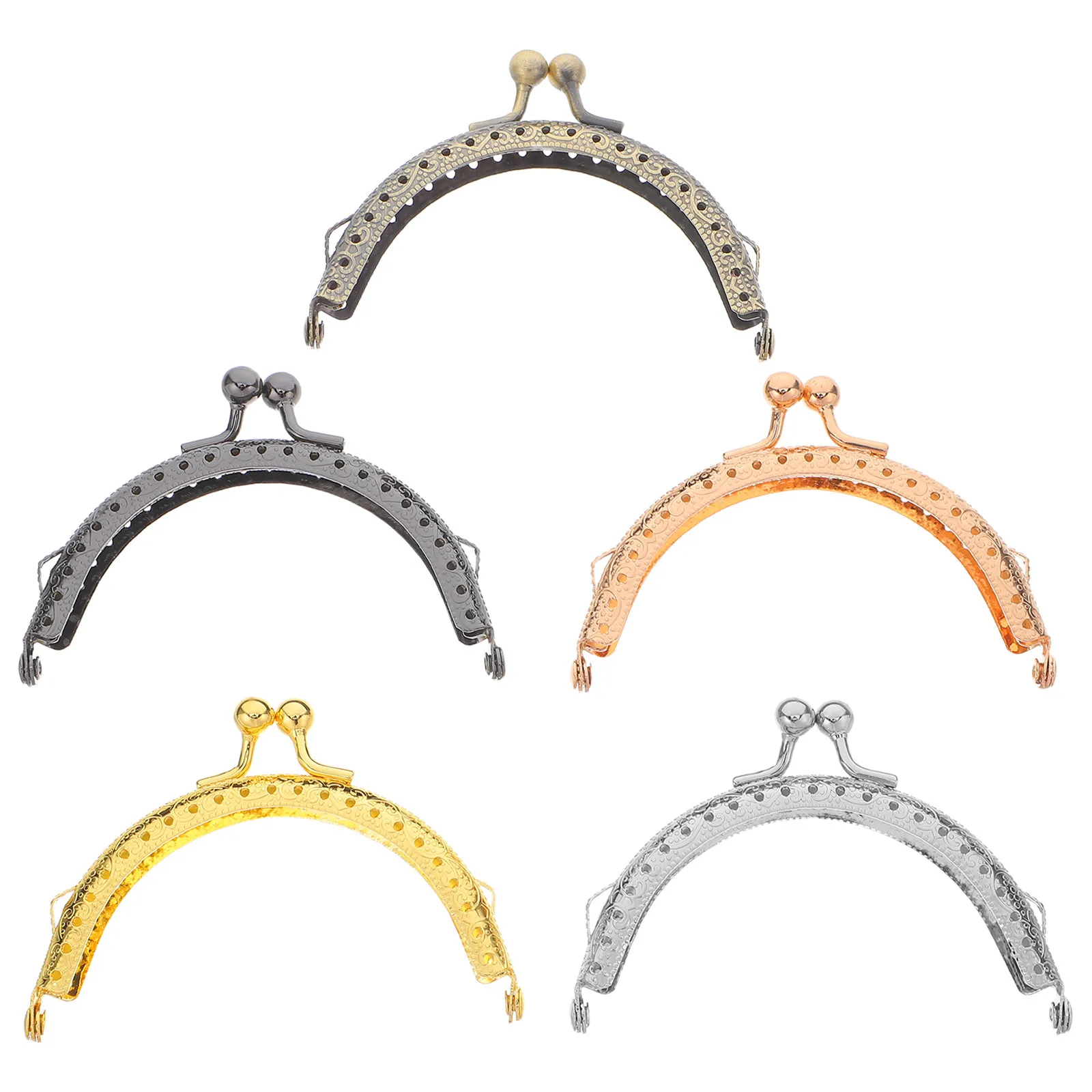 5Pcs Semicircular Embossing Clasp Frame for Coin Purse Making Kiss Lock Wallets DIY Sewing Craft Arch Shape Purse Clasp Hardware
