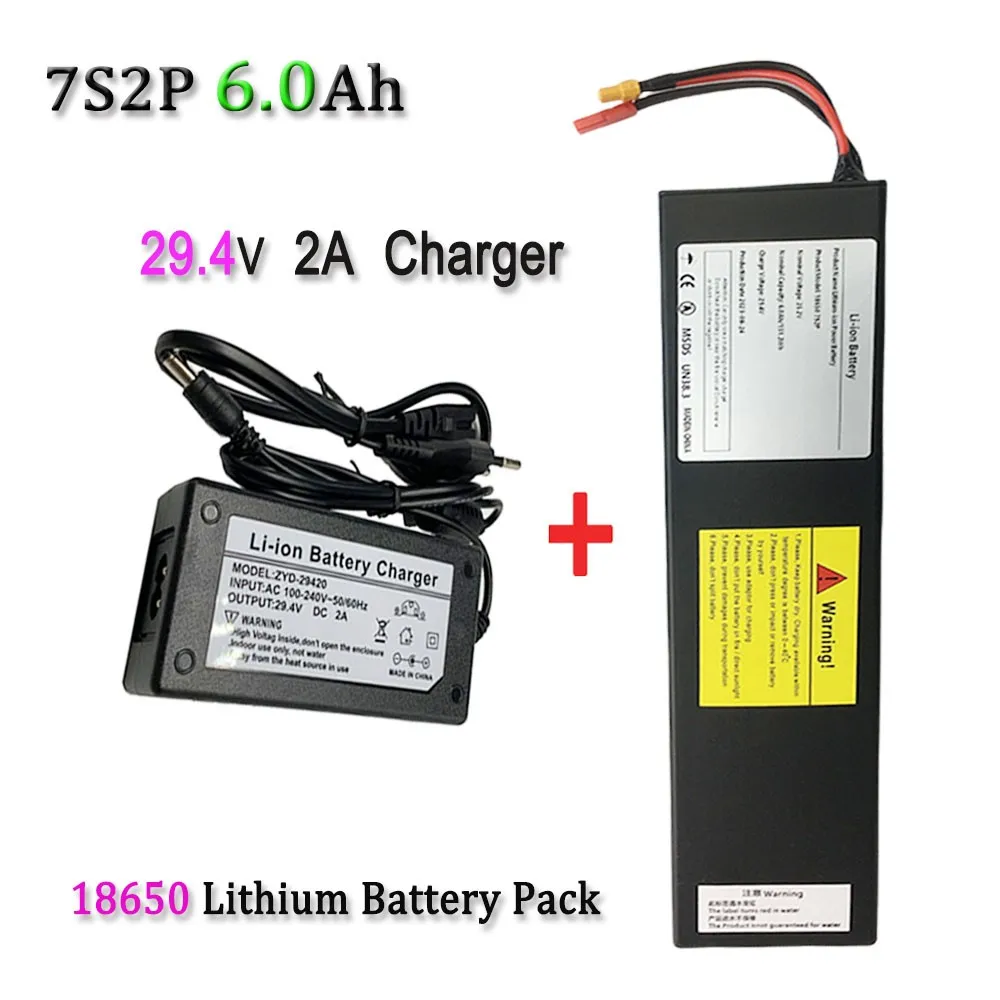 7S 2P 29.4V 6600Mah 18650 Li-Ion Oplaadbare Accu Voor Elektrische Fietsbromfiets Balancerende Scooter + 2a-oplader