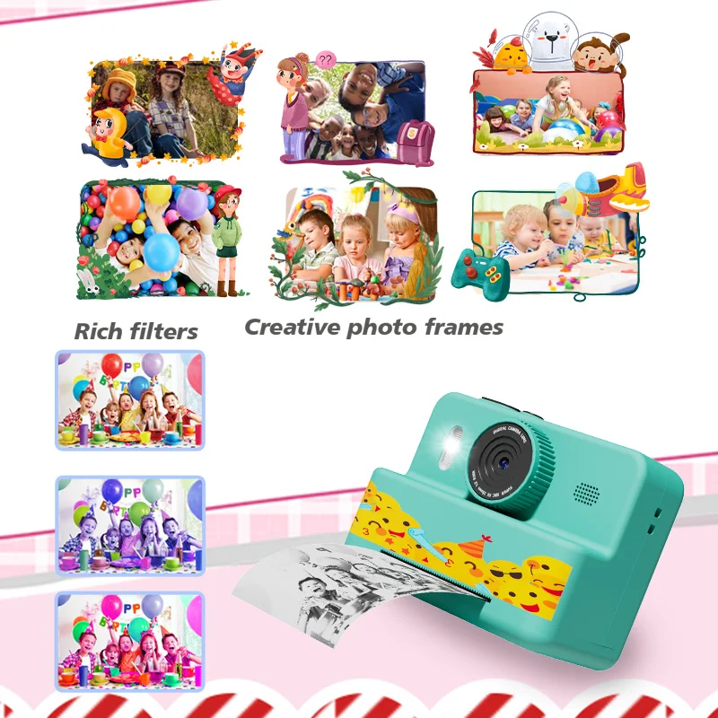 Aparat dla dzieci Natychmiastowy nadruk, Aparat cyfrowy dla dzieci Zabawki z wideo HD dla dzieci w wieku powyżej 4 lat, Świąteczny prezent urodzinowy