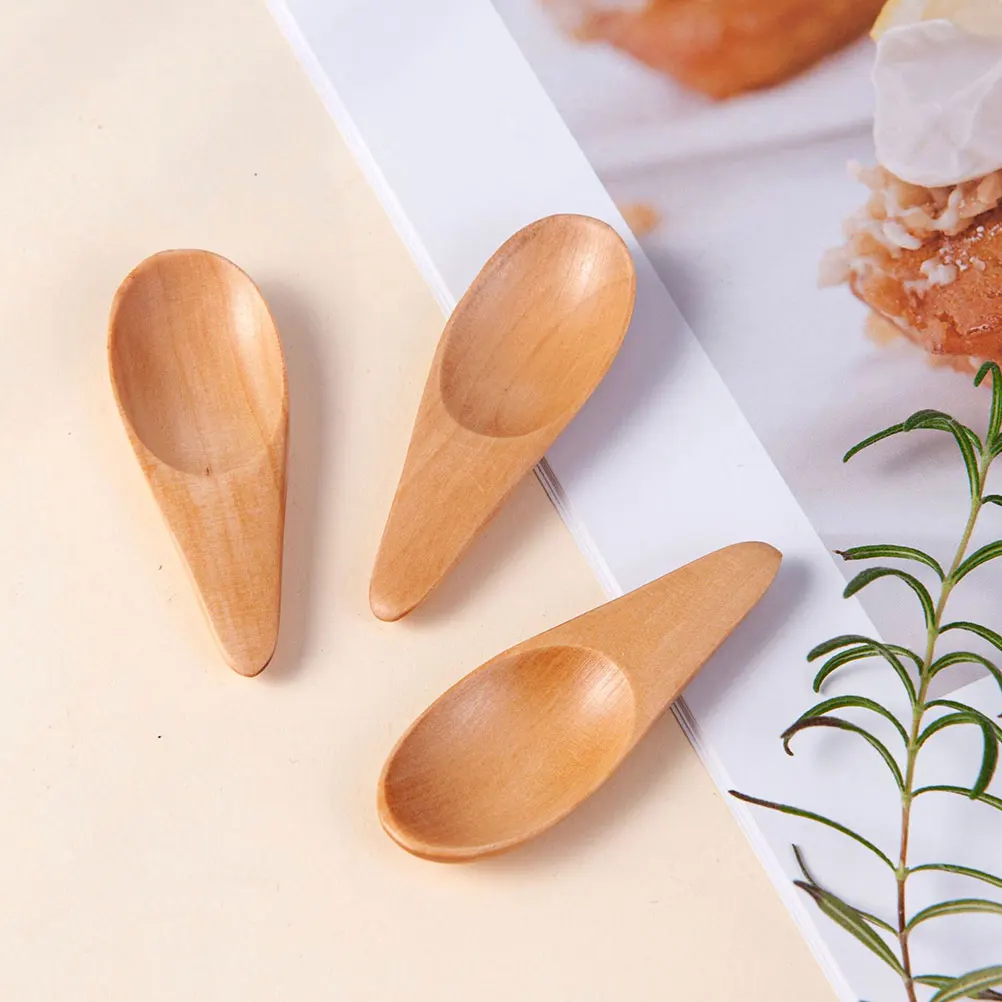 

4 Pcs Mini Wooden Spoons 6 5x2 5CM Scoop Teaspoons Multi function Seasoning Kitchen Supplies Practical Tea