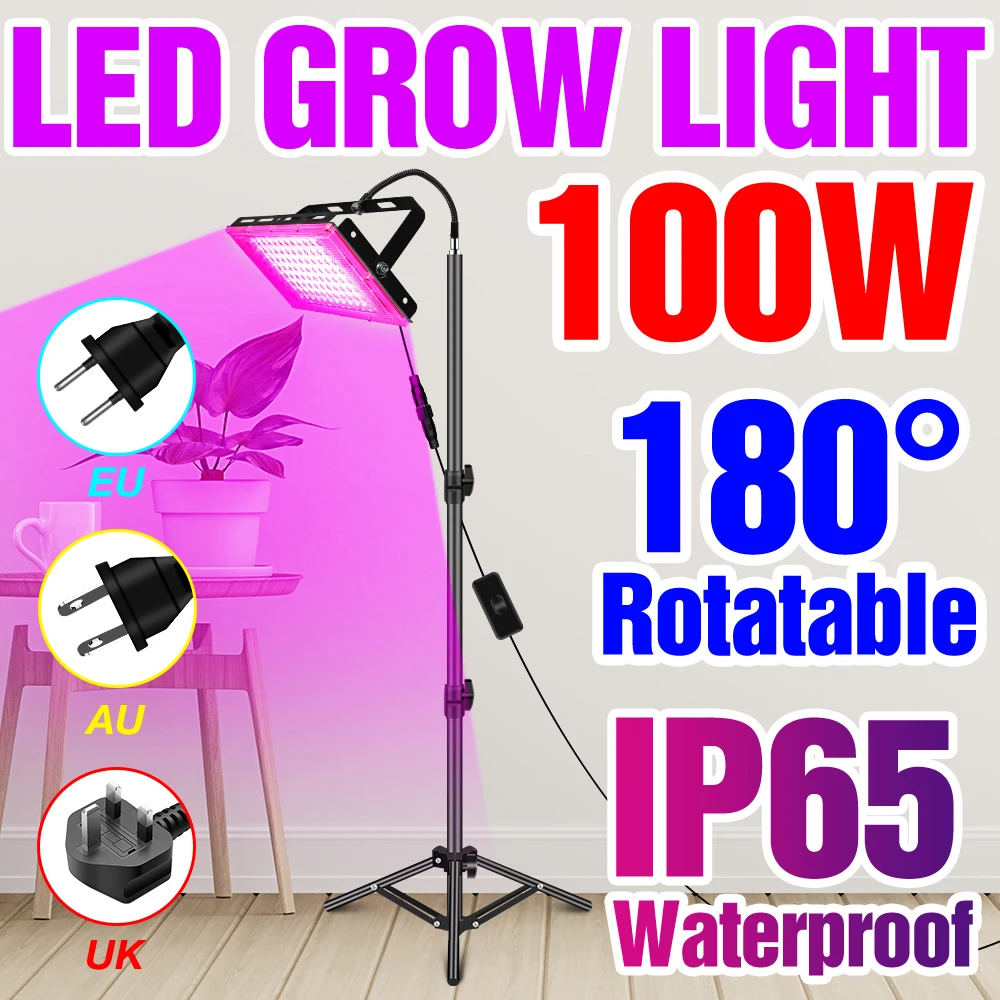 

Led Plant Light With Tripod 220V Seeds Of Indoor Flowers Full Spectrum Phyto Grow Lamp IP65 Hydroponics Growing System Lighting