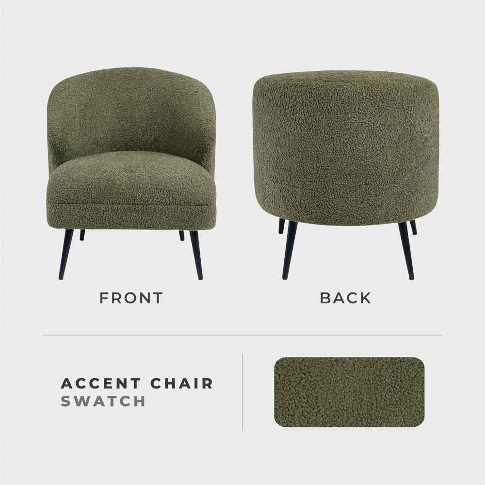 كرسي حديث، كرسي أريكة فردي منجد من قماش Boucle مع ظهر منحني لغرفة المعيشة/غرفة النوم/المكتب/الشقق