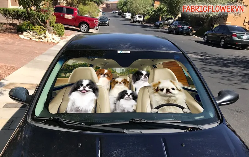 Japanese Chin Car Sunshade, Japanese Chin Car Decoration, Dog Windshield, Dog Lovers Gift, Dog Car Sunshade, Gift For Mom, Gift