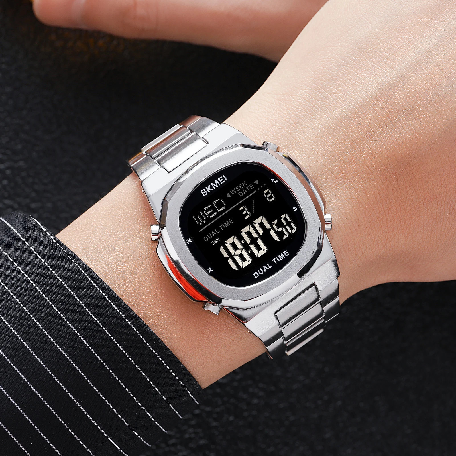 SKMEI 2004 Alarm Date Clock  relojes para hombre Glow Stop Watch Multifunction Mens Waterproof Electronic Sport Watch Wristwatch