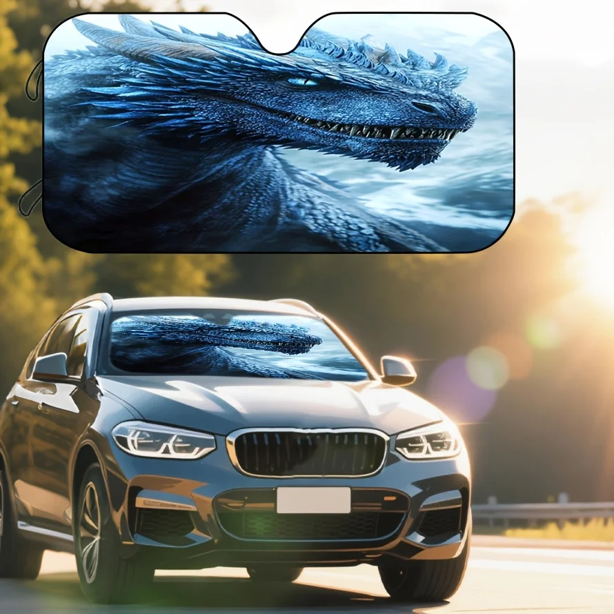 Ice Dragon Pattern Car Windshield Sunshade, High Shading Rate, Sun Protection And Heat Insulation, Suitable For All Kinds Of Mod