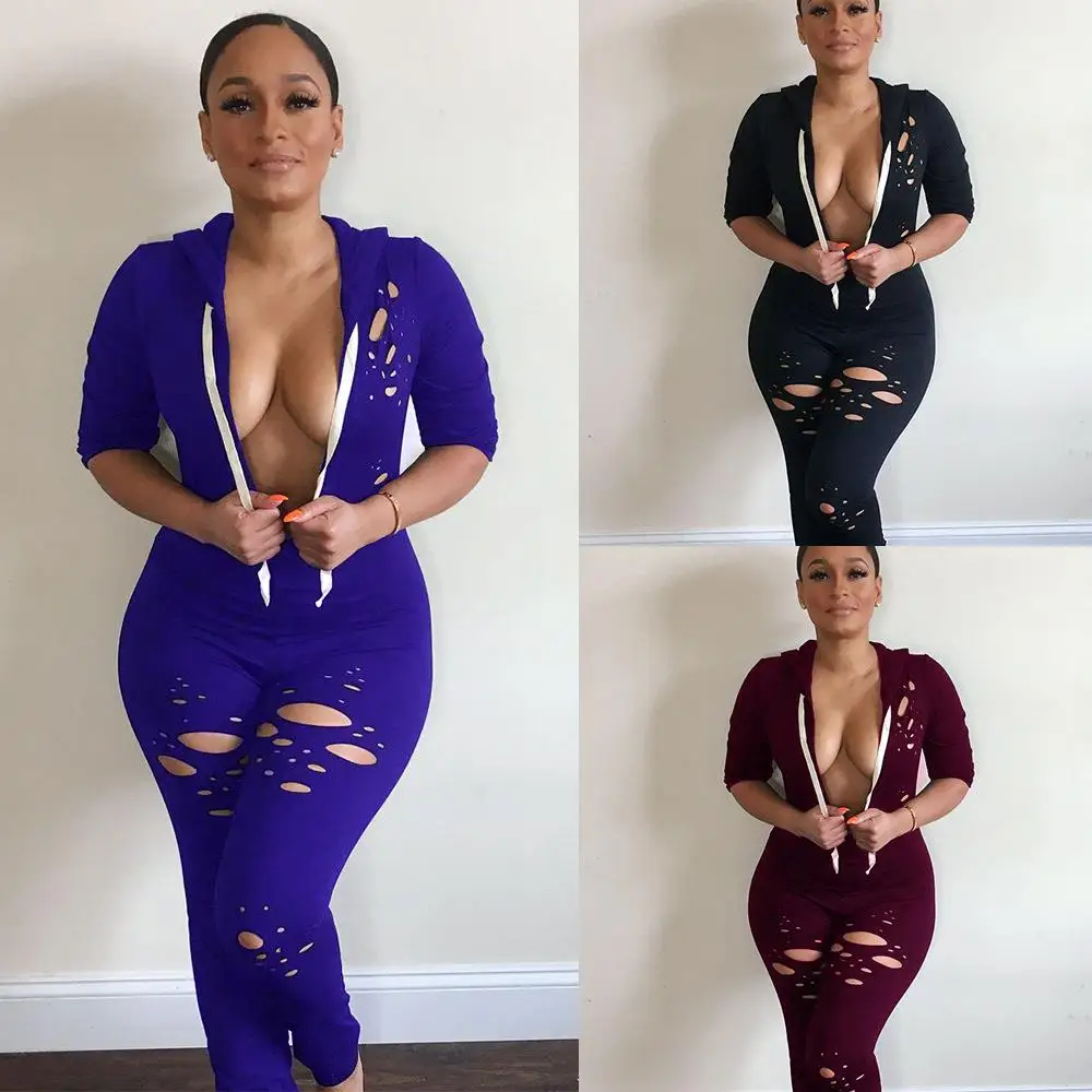 

Женский комбинезон с капюшоном и вырезами, длинный, модный, для повседневной носки, весенняя коллекция, взрослый размер