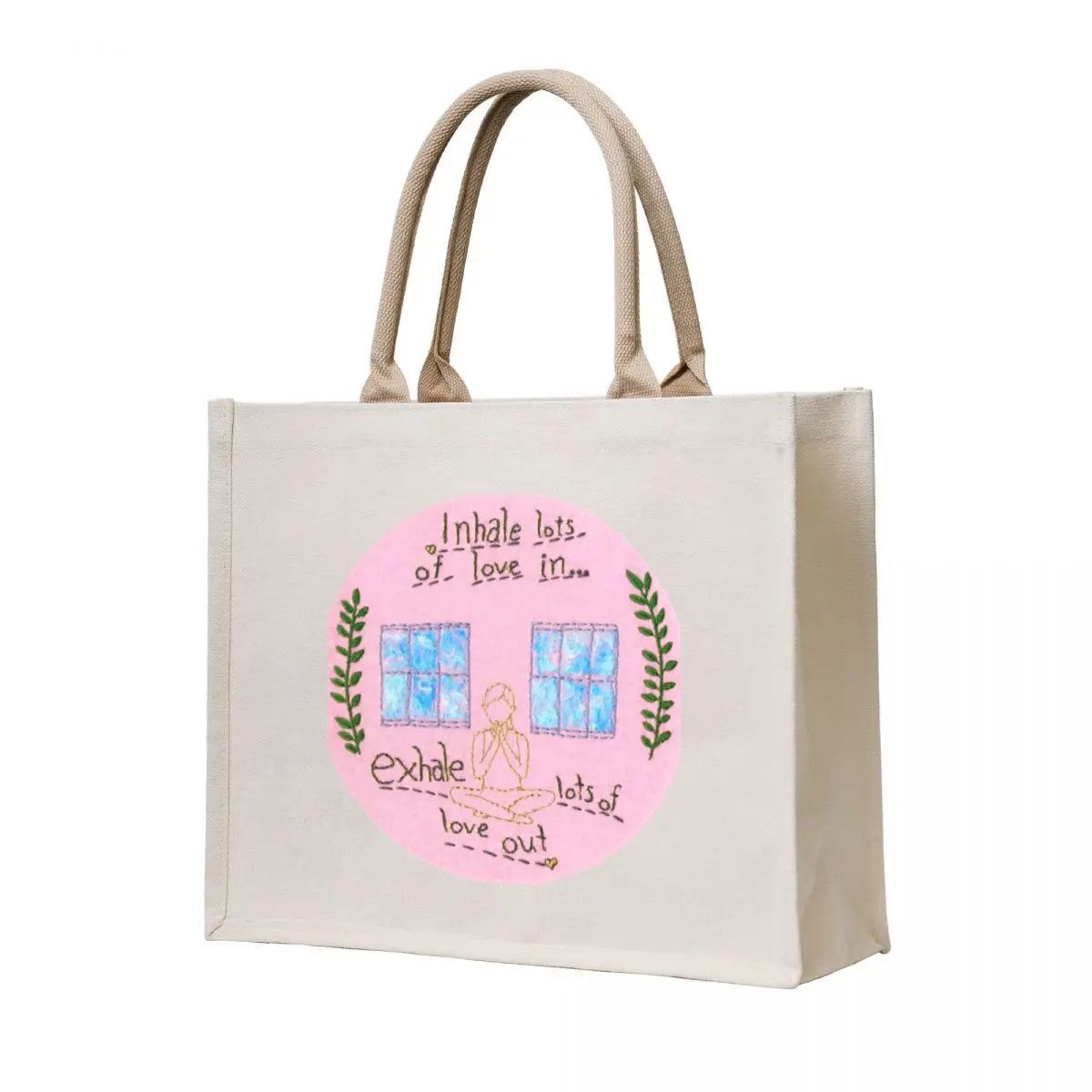 

Yoga with Adriene Embroidery Tote Bag reusable grocery bags tote bag canvas shopping trolley bag
