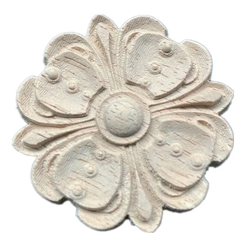 1PC 5cm Chinese Style Vintage Unpainted Wood Carved Decal Corner Onlay Applique Frame Home Furniture Wall Cabinet Door Decor
