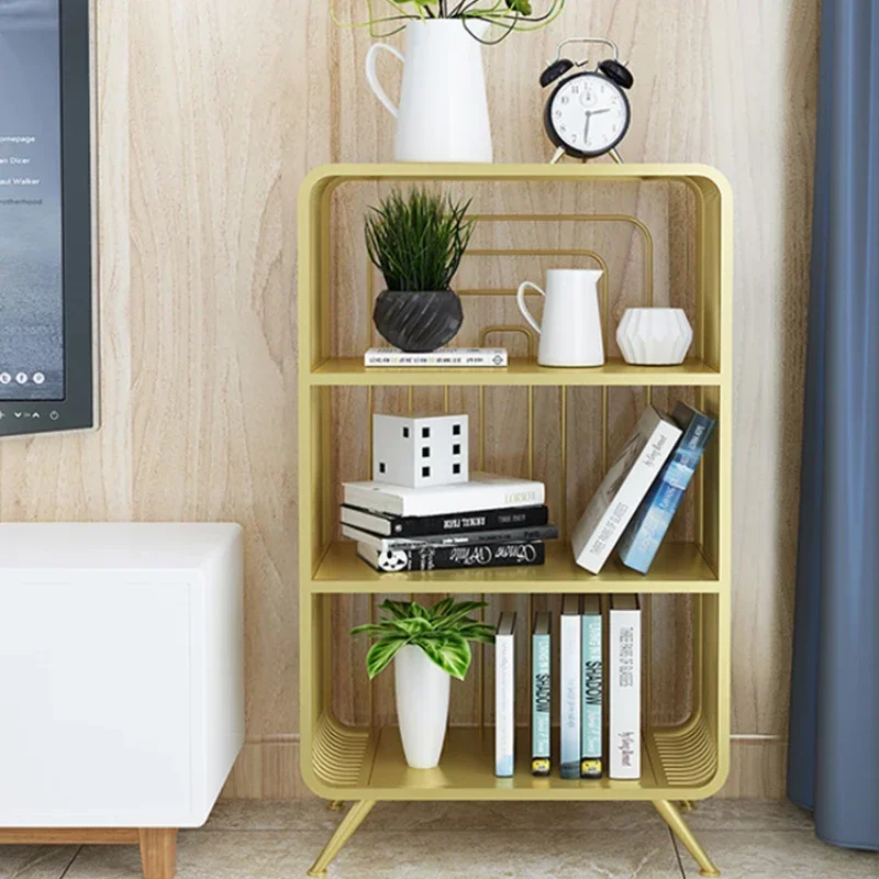 Modern simple bedside shelf, wrought iron bookstand, floor shelf, office living room, magazine shelf, display stand