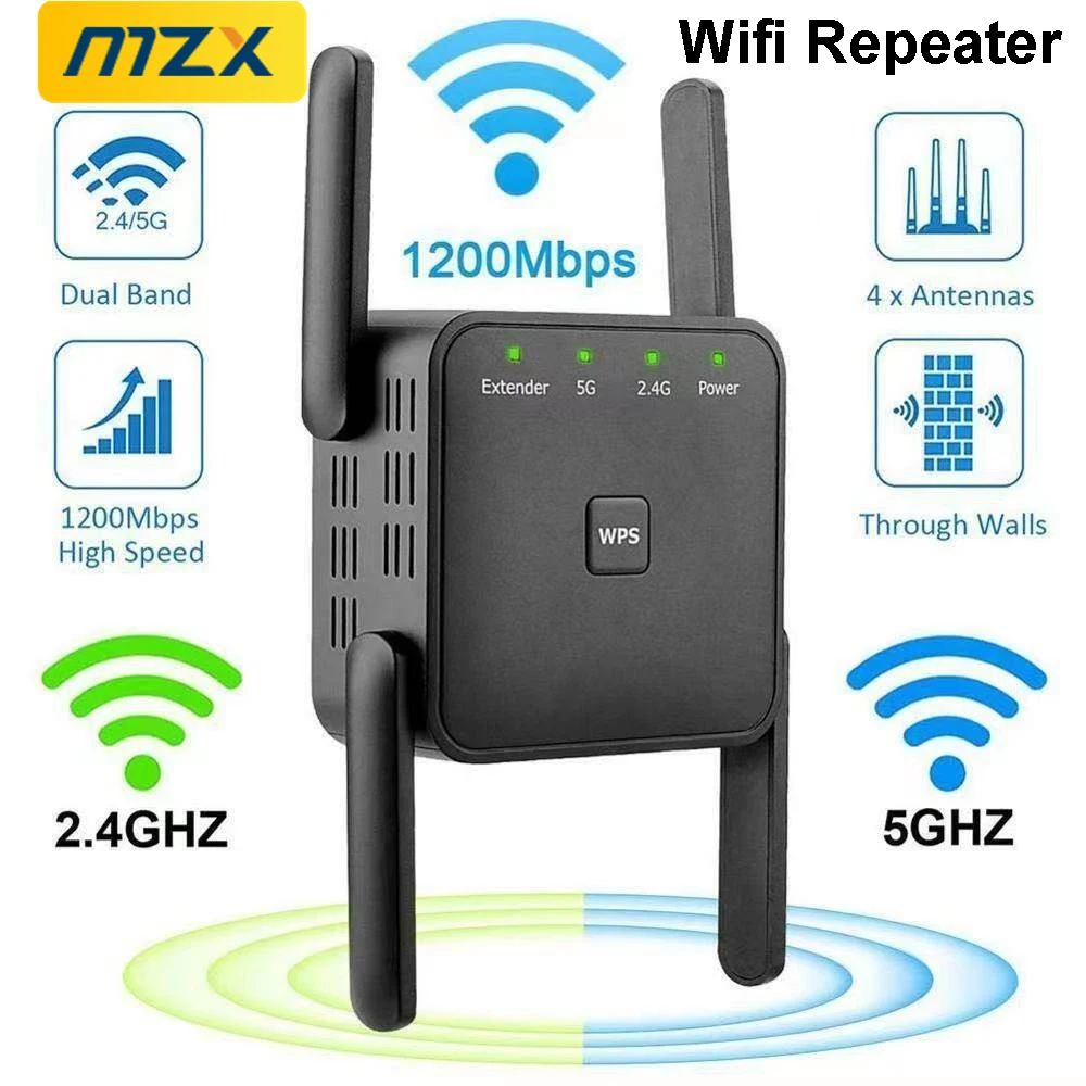 5G 2.4GHz 1200Mbps WiFi Repeater Dual Band Ethernet Signal Extender Wireless Wi-Fi Amplifier Repetidor Booster Network Adapter