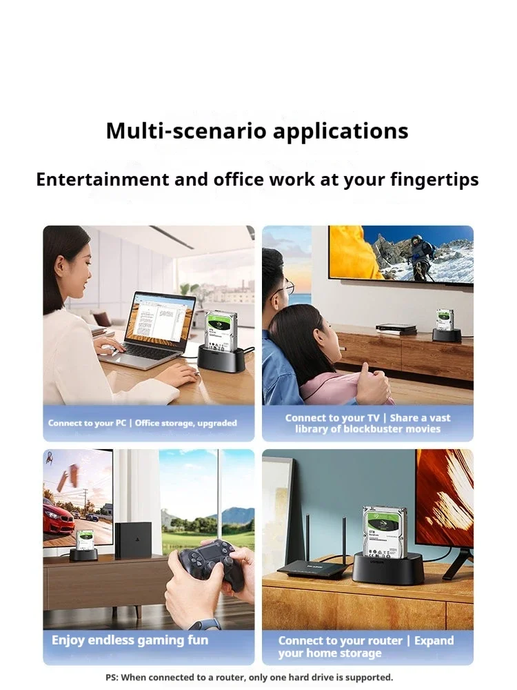 UGREEN CM198 Dual Bay Hard Drive Docking Station USB 3.0 for 2.5/3.5 Inch SATA HDD SSD External Storage and PC Backup