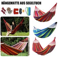 Camping Hammock Outdoor Hammock Portable Garden Hammock Swing Canvas Stripe Hanging Bed Anti-rollover 1-2 Person Hammock