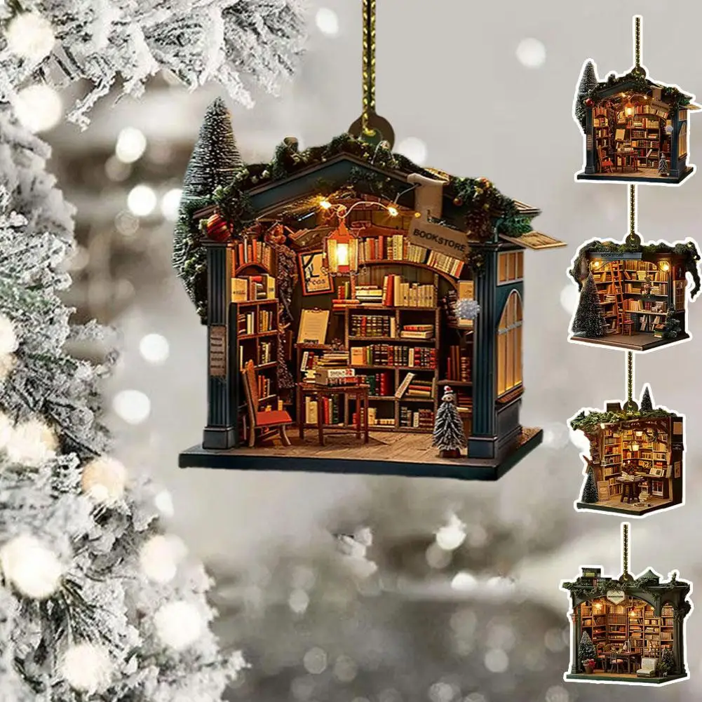 Weihnachten Buchhandlung Ornament Buch Liebhaber Weihnachten Ornament Weihnachten Perle Baum Weihnachtsbaum Buch Buch Ornament Vorhang Q5r9