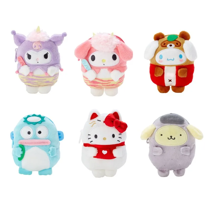 Kawaii Sanrio Kuromi Plush หูฟังกระเป๋า MyMelody Pompom Purin น่ารัก Mini Series กระเป๋ากระเป๋าสตางค์จี้กระเป๋าเป้สะพายหลังวันหยุดของขวัญ