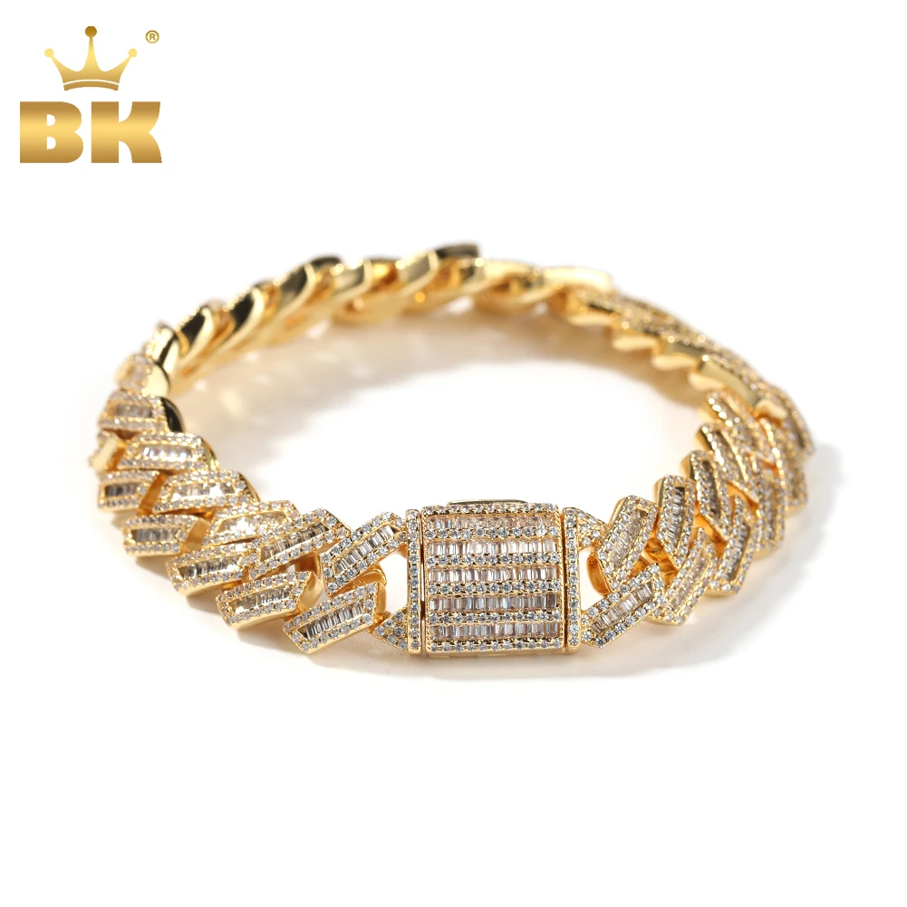 

THE BLING KING 12mm Baguettecz Cuban Chain Bracelet Necklace Iced Out Square Cubic Zirconia HipHop Charm Jewelry Gift For Men