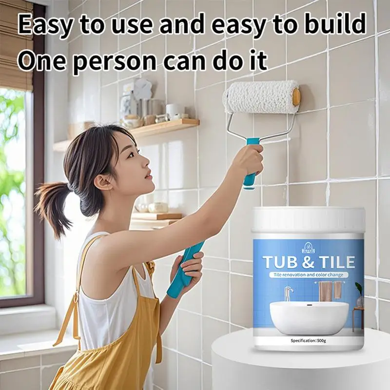 Bathroom Tile Paint Kit Water Based Quick-Dry Bath Refinishing Kit Bathtub Cover-up Kit Water Based for Sinks Countertops Floors