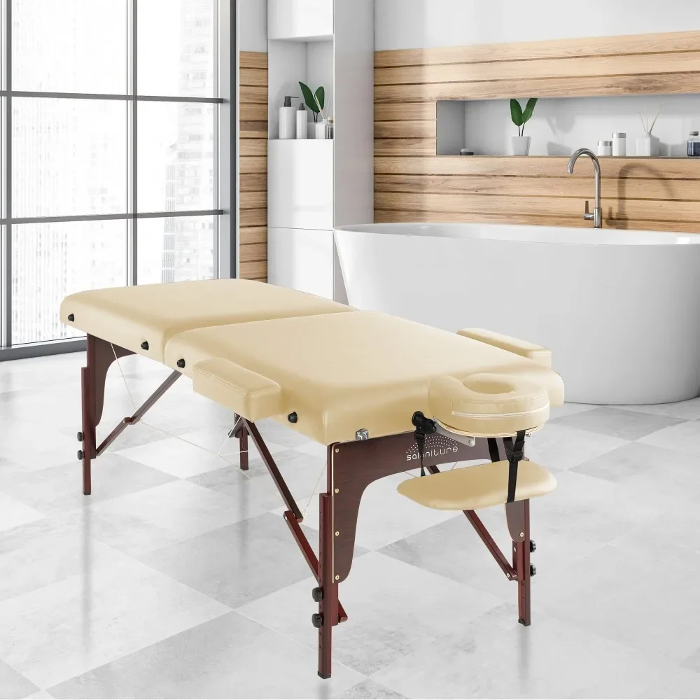 Portable Lightweight Fold Memory Foam Massage Table with Reiki Panels,Includes Headrest, Face Cradle, Armrests and Carrying Case