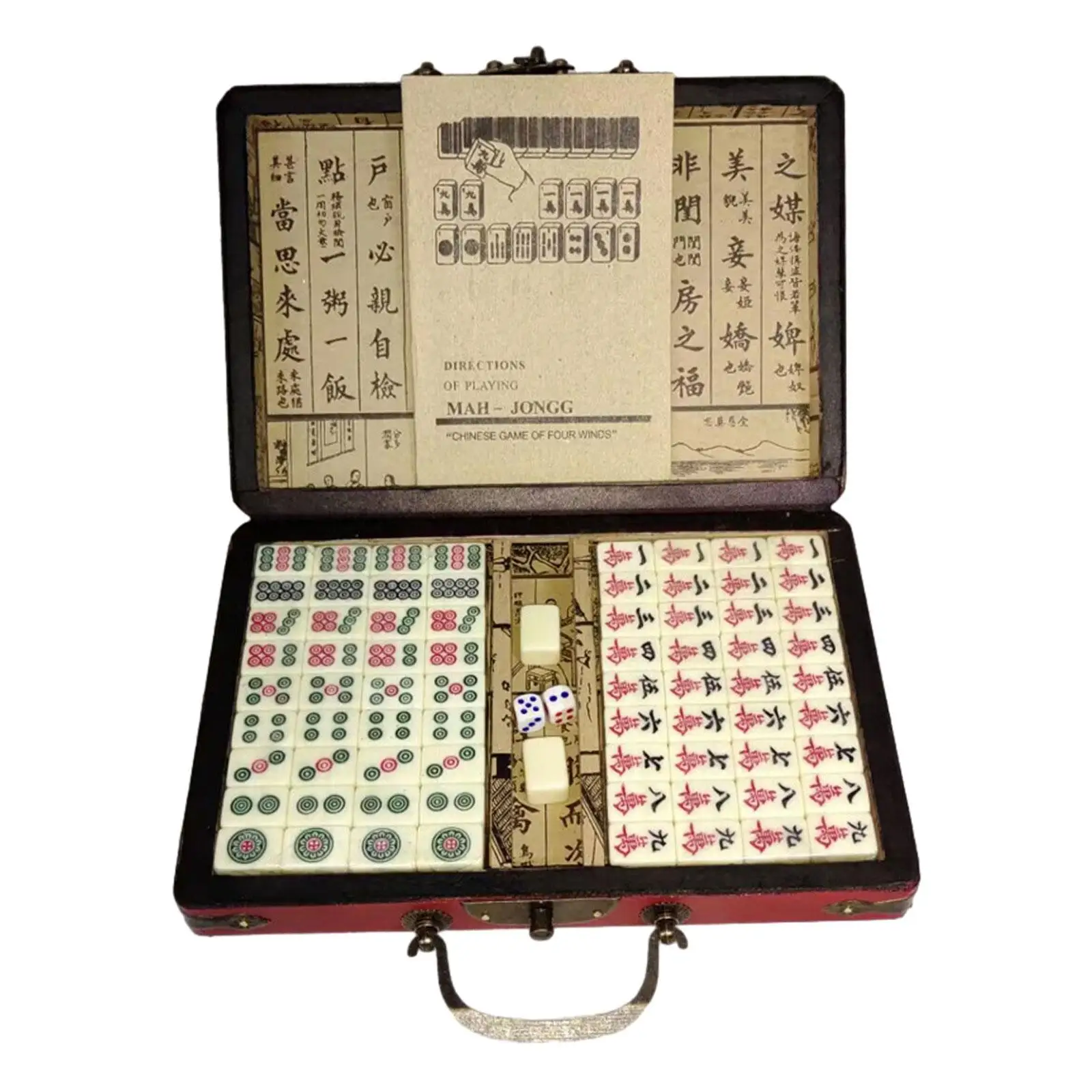 Chinese Mahjong Game Set Family Mahjong Game Leisure Game Classic Board Game for Festival Travel Family Gathering Home Party