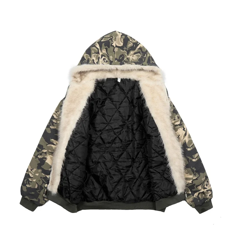 Winter 24SScleanfit Mens Womens Warm Camouflage Full Print Short Deconstructed Silhouette Hoodie Jacket