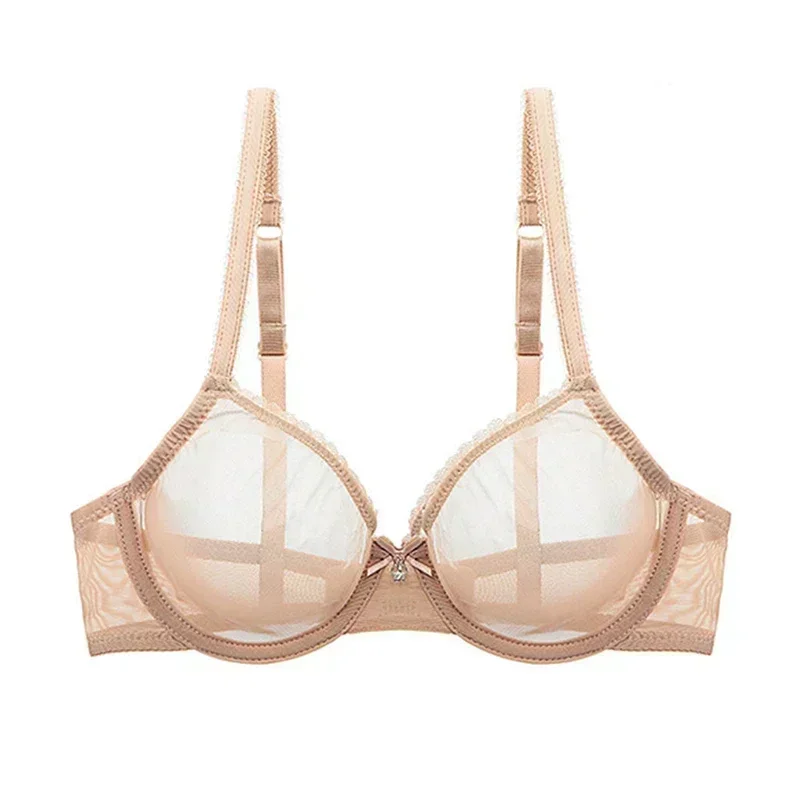 Stunning New Bras for Women Red Transparent Push-Up Design Sexy Lace Mesh Material in Sizes 40, 42 A, B, C, D.