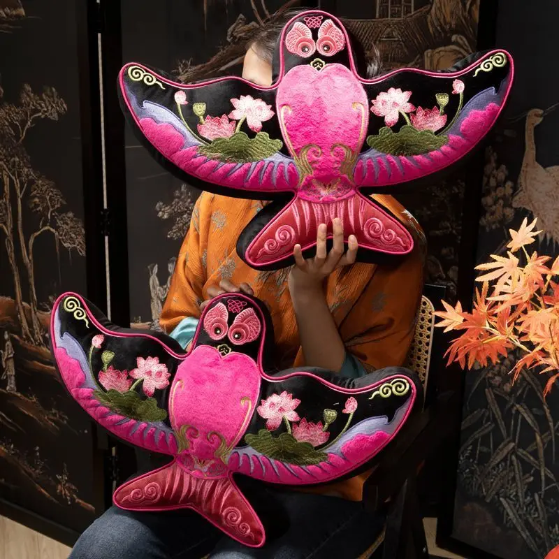 New Chinese paper kite creative throw pillow, living room sofa embroidery, waist pillow, special-shaped pillow