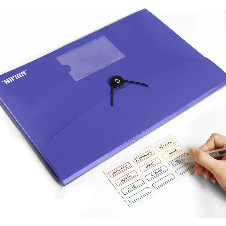 Accordian File Organizer 7 Pocket Expanding File Folder with Labels Plastic Expandable File Folder for Documents Letter Size A4