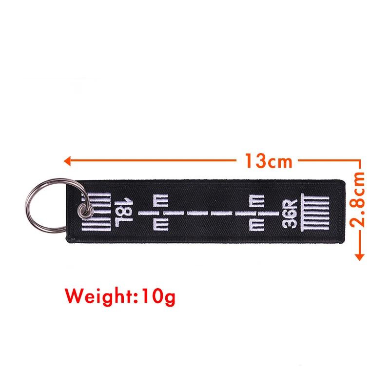 Aviation Gift Double-sided Embroidery Airport Runway Pattern Memorial Key Chain Keychain Rectangle Keyring Wholesale