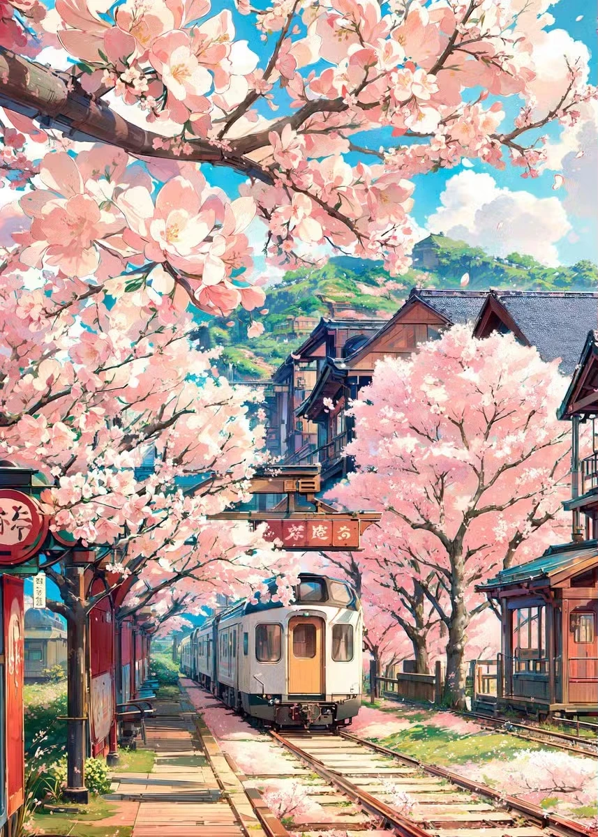 Japanese Anime City Street Scenery Poster Buildings Landscape Canvas Paintings and Prints Picture for Living Room Home Decor