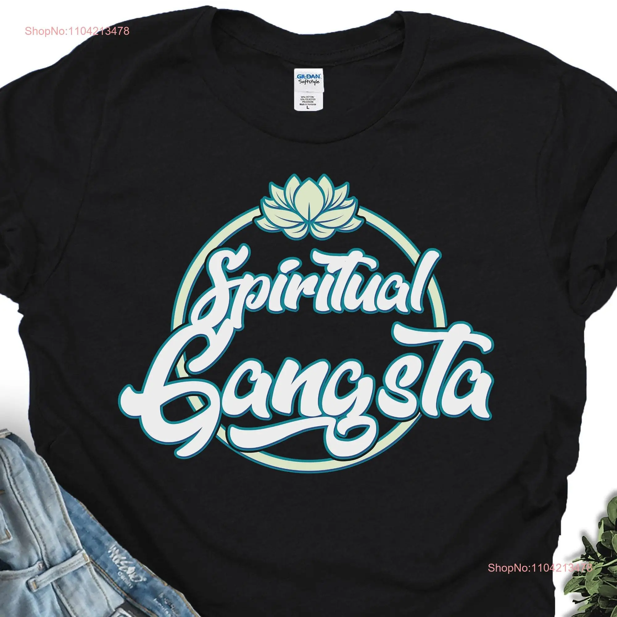 Yoga T Shirt Spiritual Gangsta Meditation Top Class WorkouT For Yogi Mom Namaste long or short sleeves