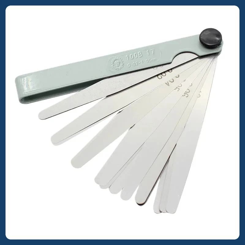 Alat Ukur Celah Metrik 0.02-1.00mm 17 Bilah Feeler Gauge Untuk Penyesuaian Katup Mesin