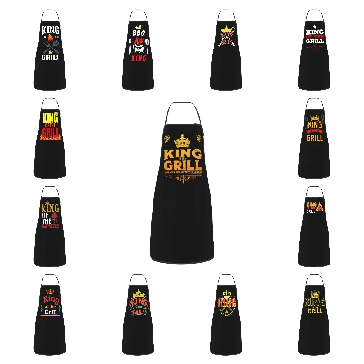 Man Myth Legend King Of The Grill Bib Apron Adult Women Men Chef Tablier Cuisine for Cooking Kitchen Funny BBQ Barbecue Baking