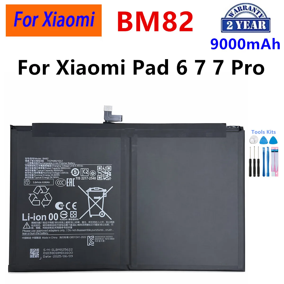 Brand New BM82 Battery 9000mAh For Xiaomi Pad 6 7 7 Pro Quality Battery+Tools