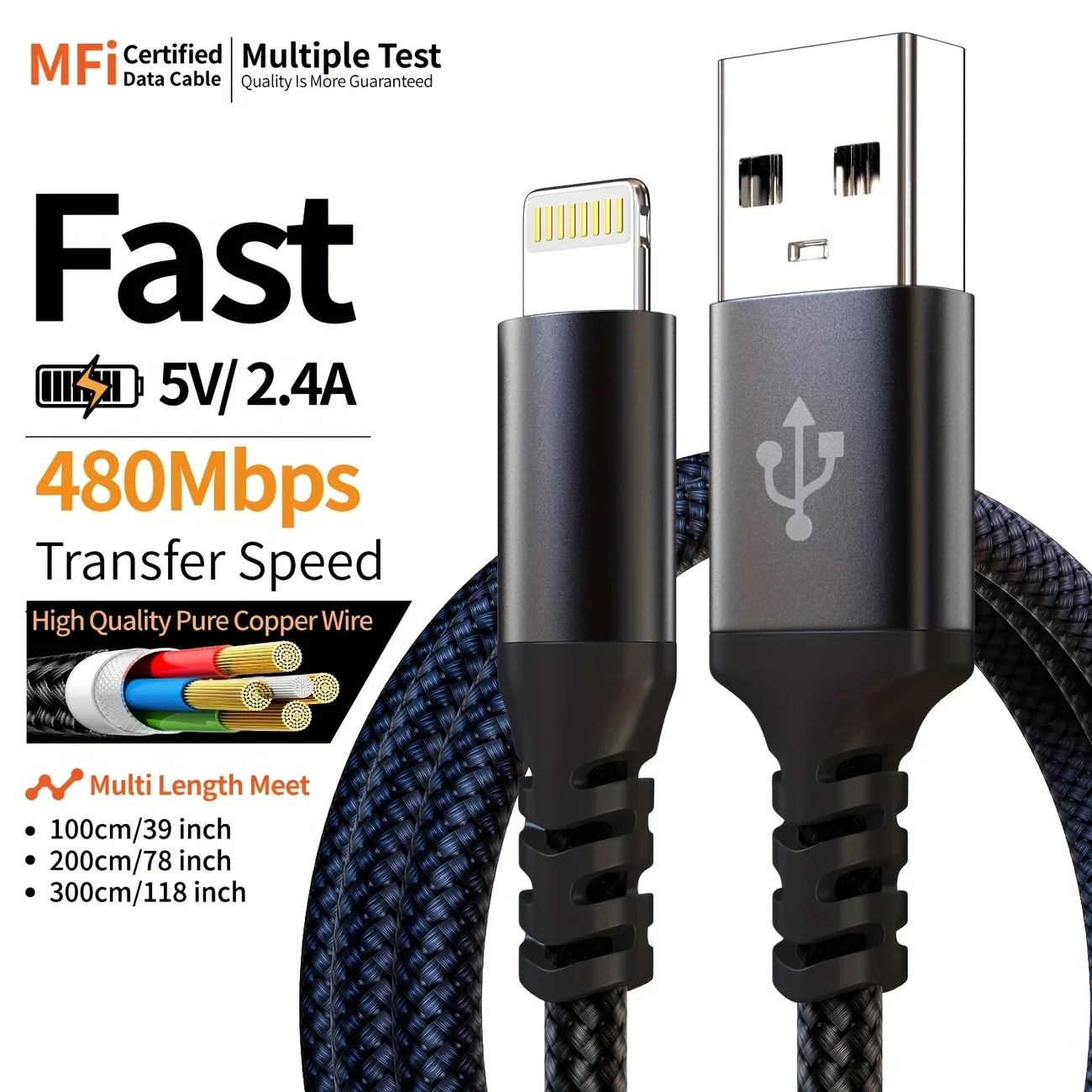 كابل شحن LAIHONEN MFI USB إلى Lightning لهاتف iPhone 13 12 11 Pro Max SE X 8 7 6 كابل مزامنة البيانات السريع لجهاز iPad Mini #1