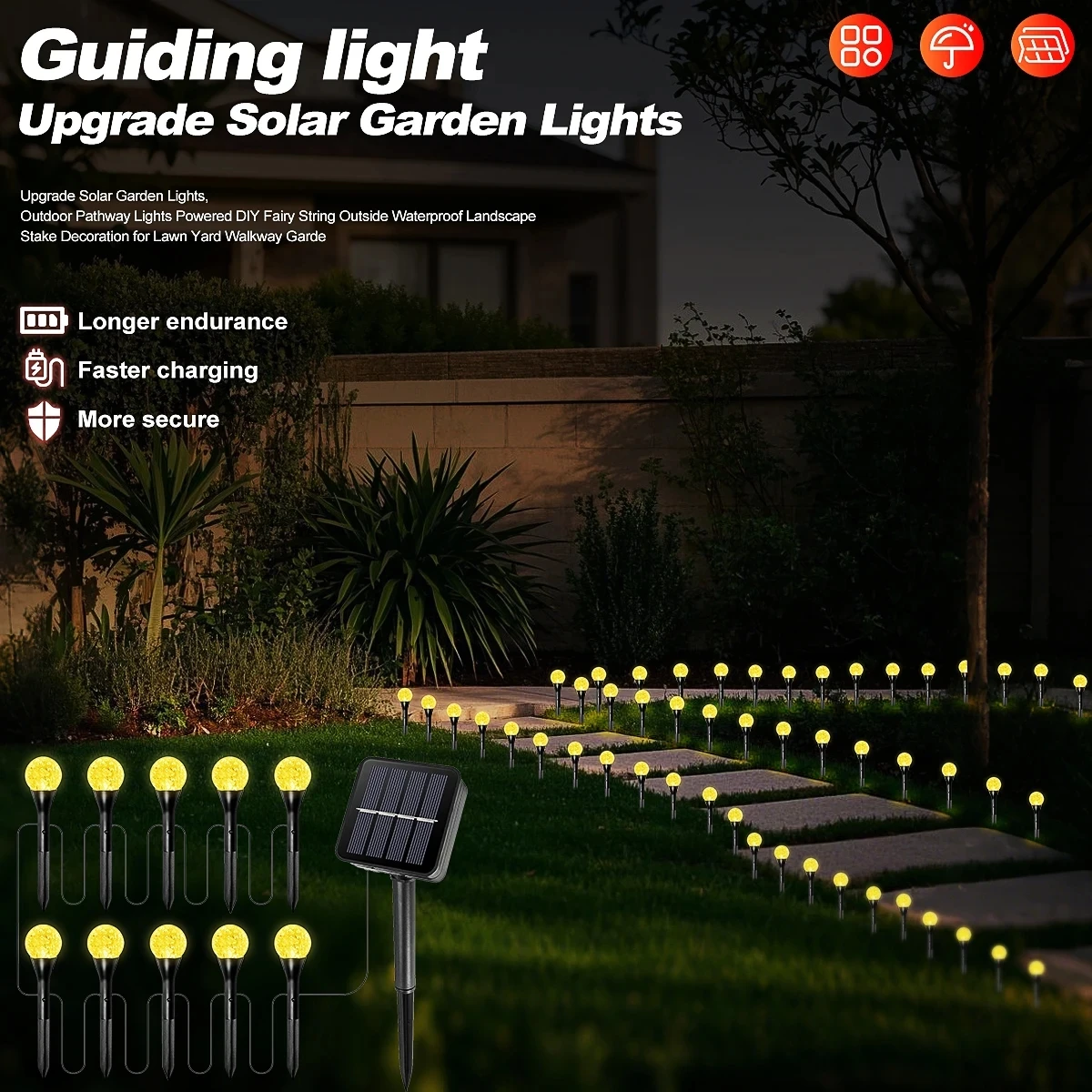 Outdoor Solar Bubbles Lawn Lamp String Set Landscape Decoration Waterproof Leds for Garden Yard Party Decorative Light