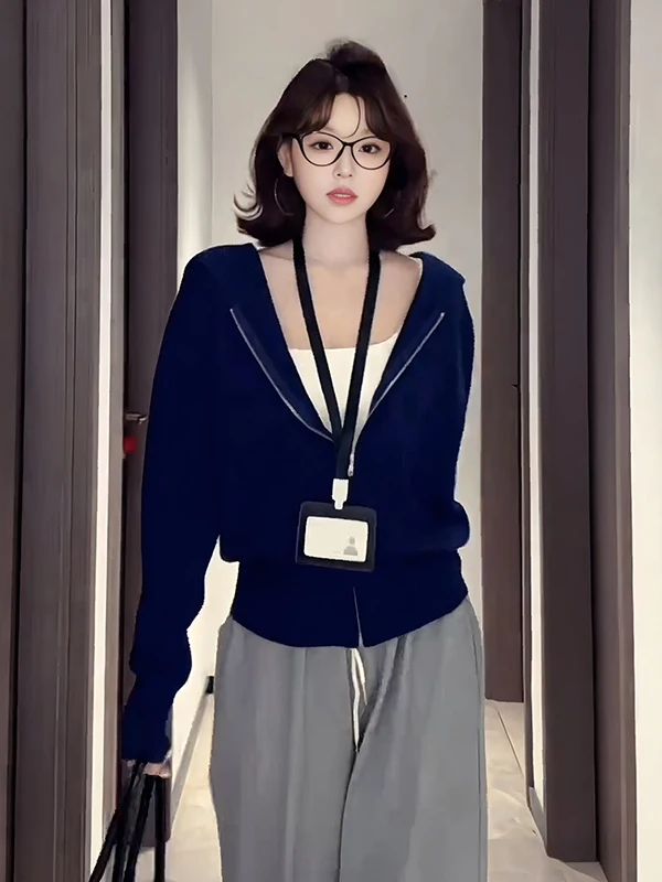 التخسيس ort قلنسوة بسحاب سترة Jaet المرأة عادية الخصر مقصوص ملابس خارجية سترة Sle الخريف الربيع Faion #5