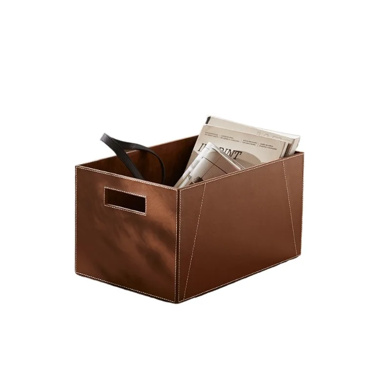 

American living room imported leather storage basket storage basket