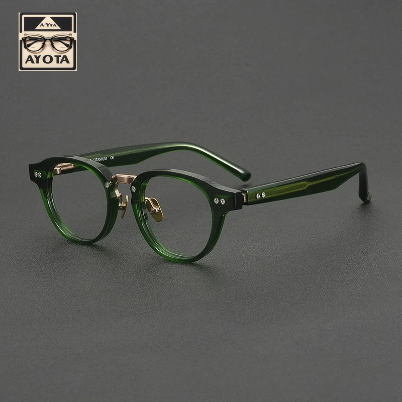 

New Thick Acetate Green Elliptical Glasses Frame for Women High Quality Handmade Myopia Reading Men's Prescription Eyewear
