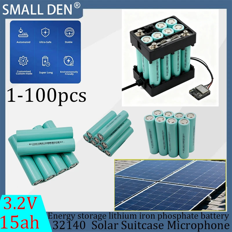 

1-300 шт. 3,2 В LiFePO4 32140 15 Ач аккумулятор DIY 4s 8s 12 В 24 В 36 В инвертор электромобиль путешествия аккумуляторы для кемпинга класса A